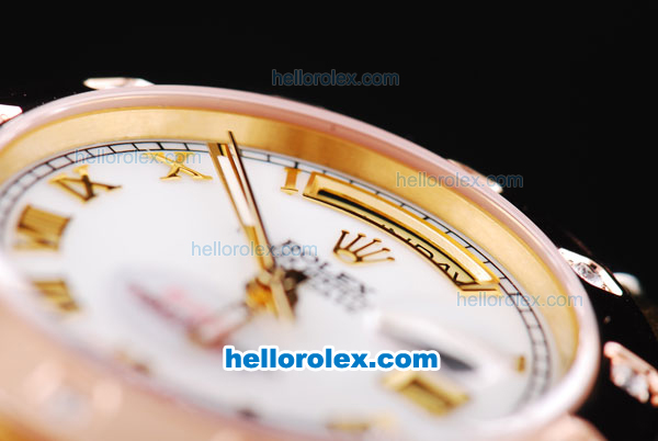 Rolex Day-Date Oyster Perpetual Automatic Movement Three Tone with White MOP Dial and Gold Roman Marking - Click Image to Close